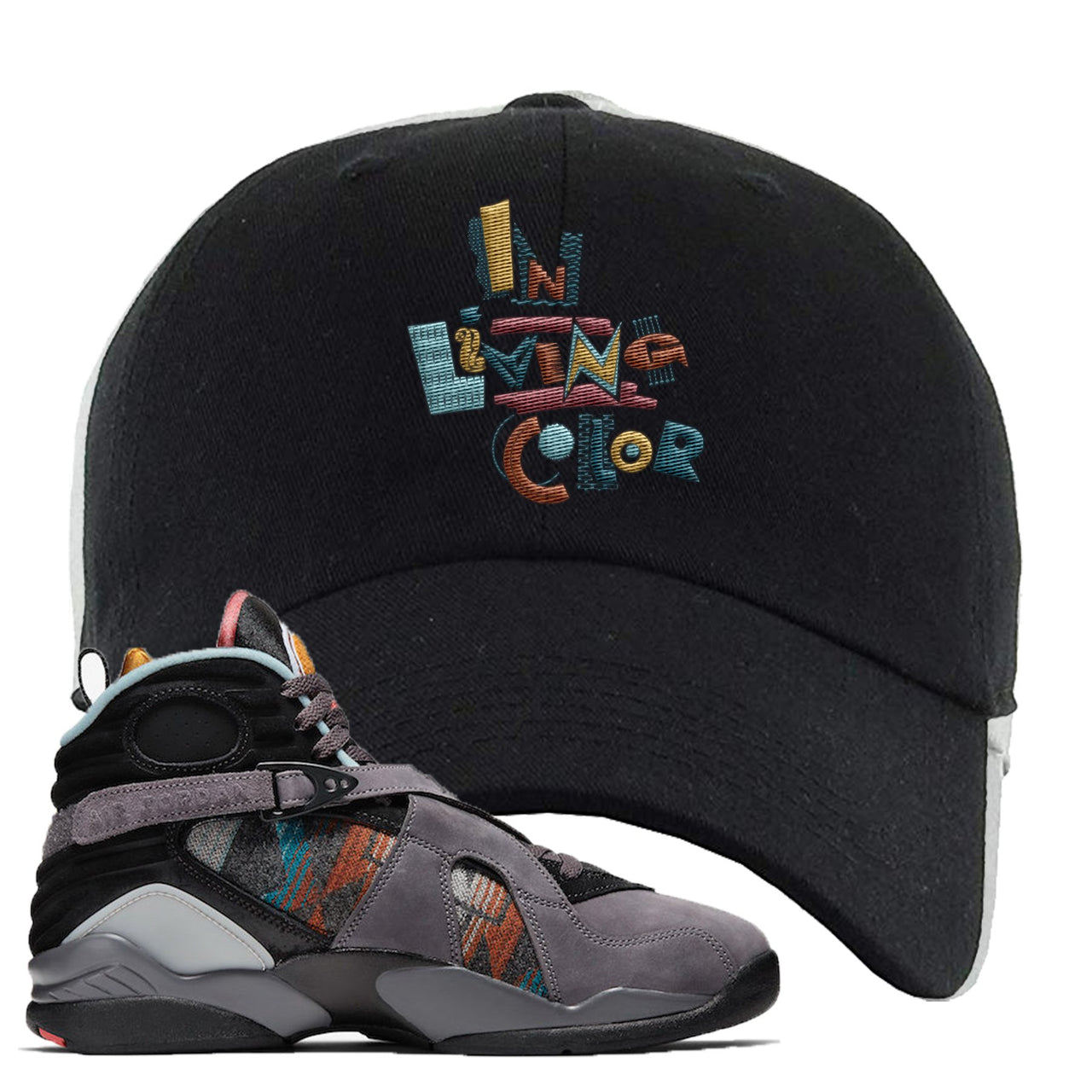 Jordan 8 N7 Pendleton In Living Color Black Sneaker Hook Up Dad Hat