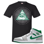 Light Smoke Pine Green Mid 1s T Shirt | All Seeing Eye, Black