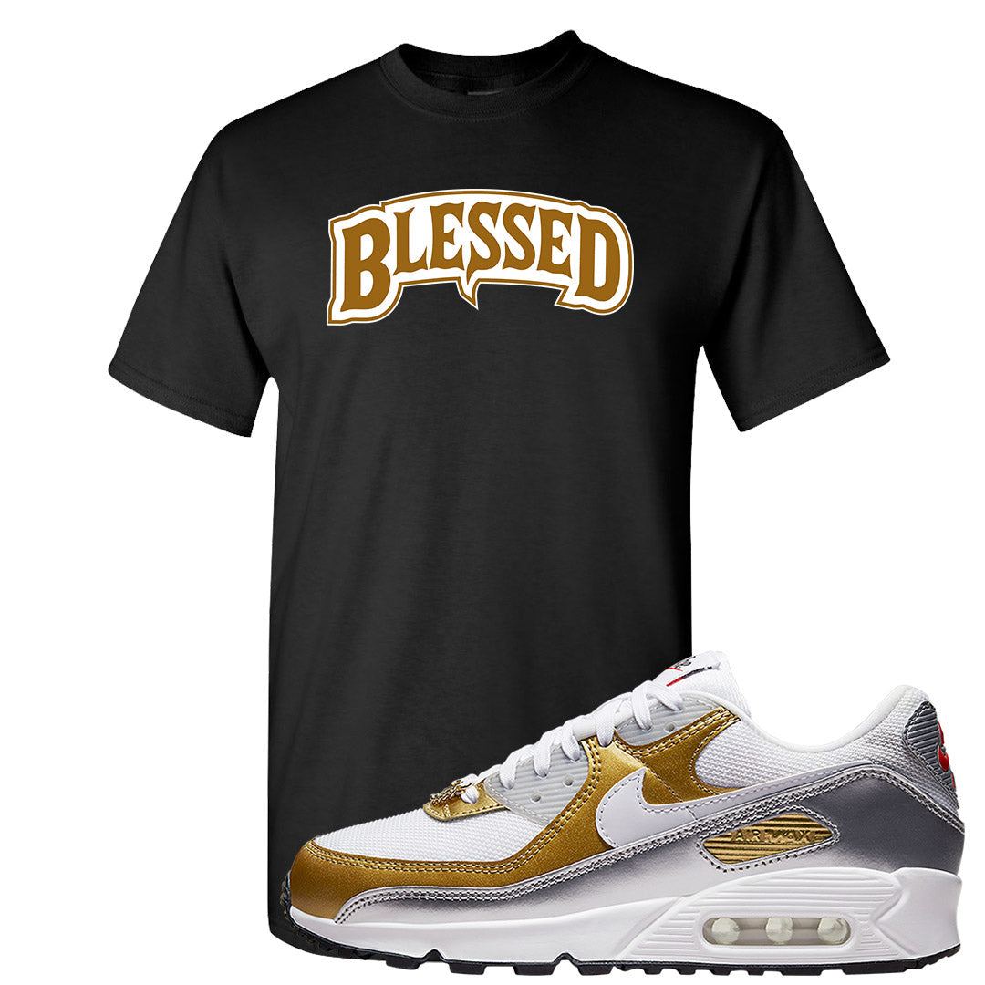 Gold Silver 90s T Shirt | Blessed Arch, Black