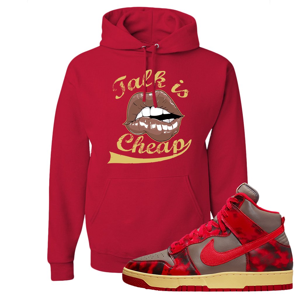 Acid Wash Red 1985 High Dunks Hoodie | Talk Lips, Red