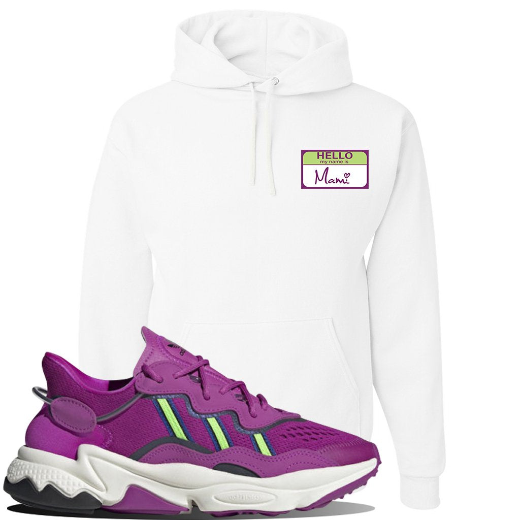 Ozweego Vivid Pink Sneaker White Pullover Hoodie | Hoodie to match Adidas Ozweego Vivid Pink Shoes | Hello my Name is Mami