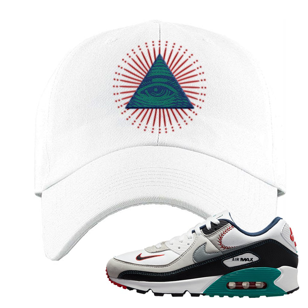 Air Max 90 Backward Cap Dad Hat | All Seeing Eye, White
