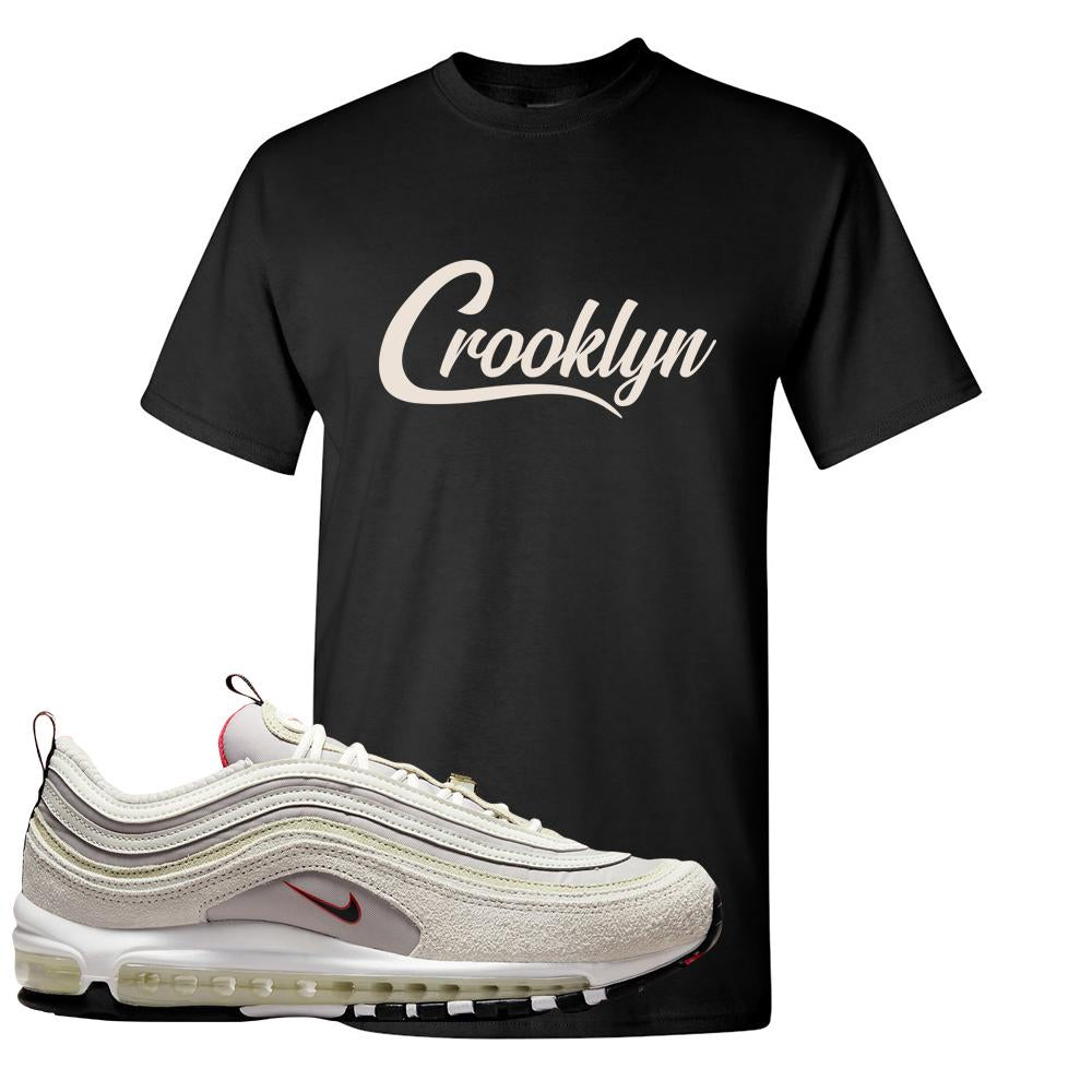 First Use Suede 97s T Shirt | Crooklyn, Black