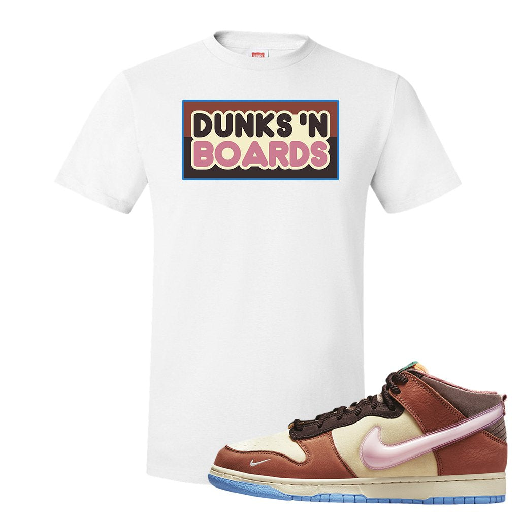 Chocolate Milk Mid Dunks T Shirt | Dunks N Boards, White