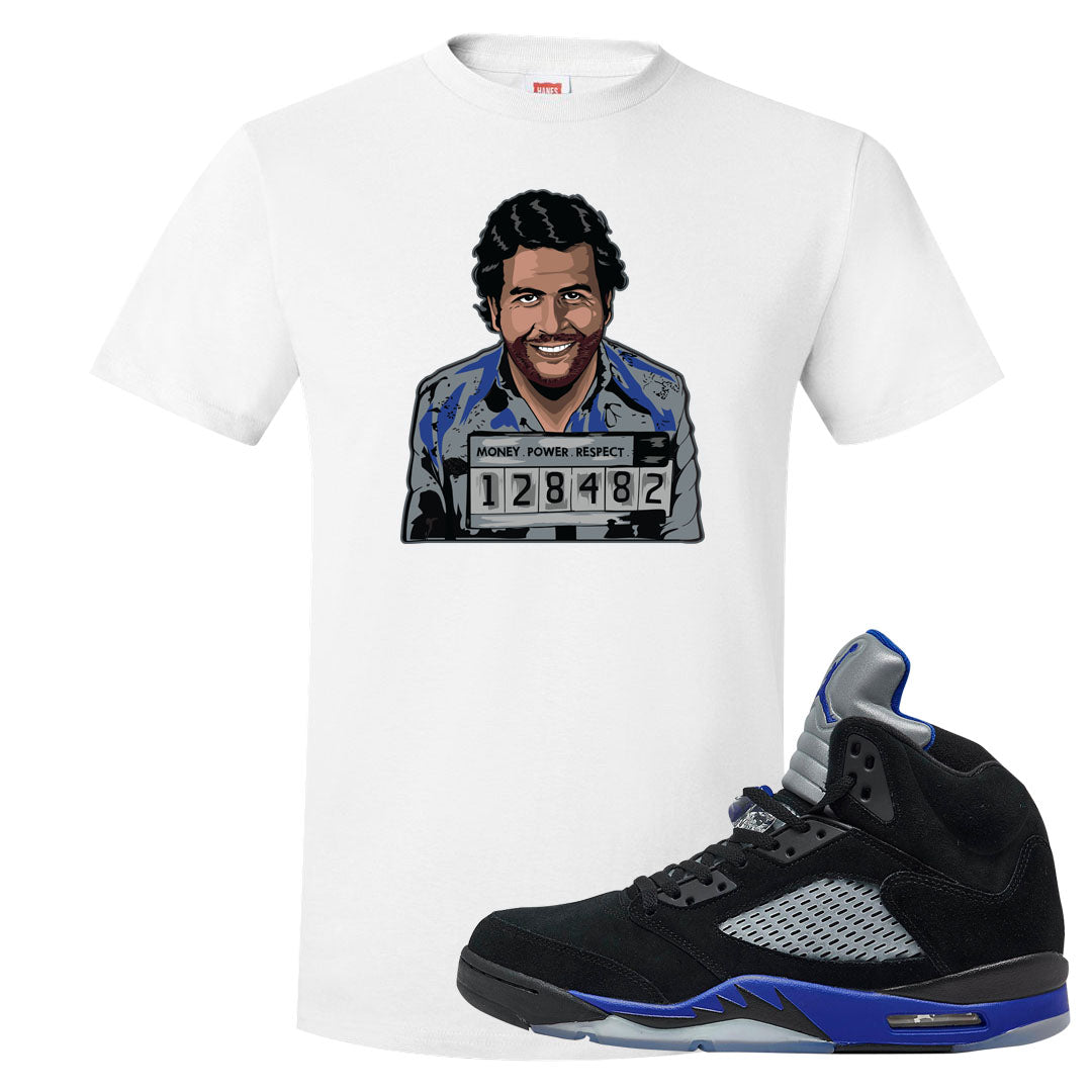 Racer Blue 5s T Shirt | Escobar Illustration, White