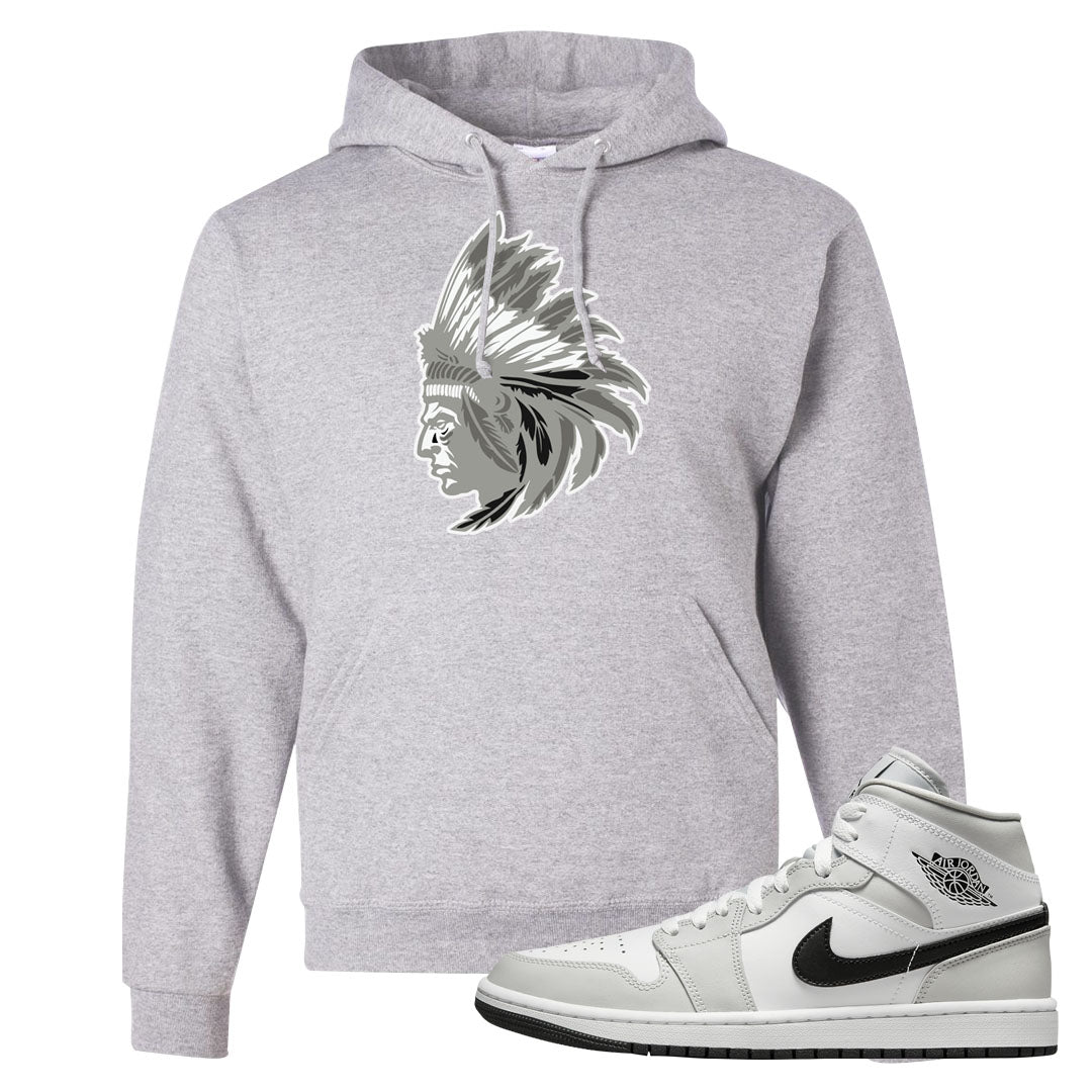 Light Smoke Grey Mid 1s Hoodie | Indian Chief, Ash