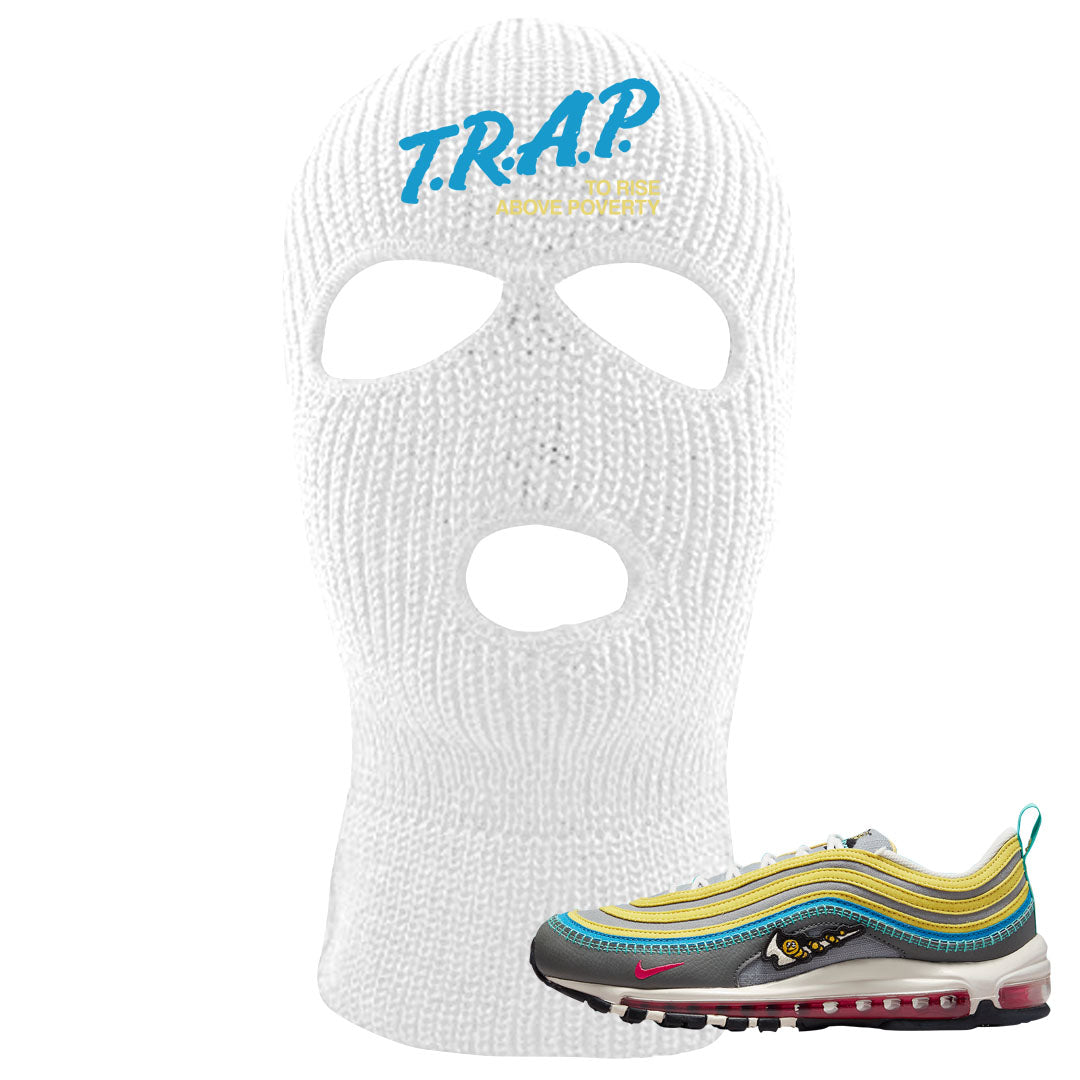Sprung Yellow 97s Ski Mask | Trap To Rise Above Poverty, White