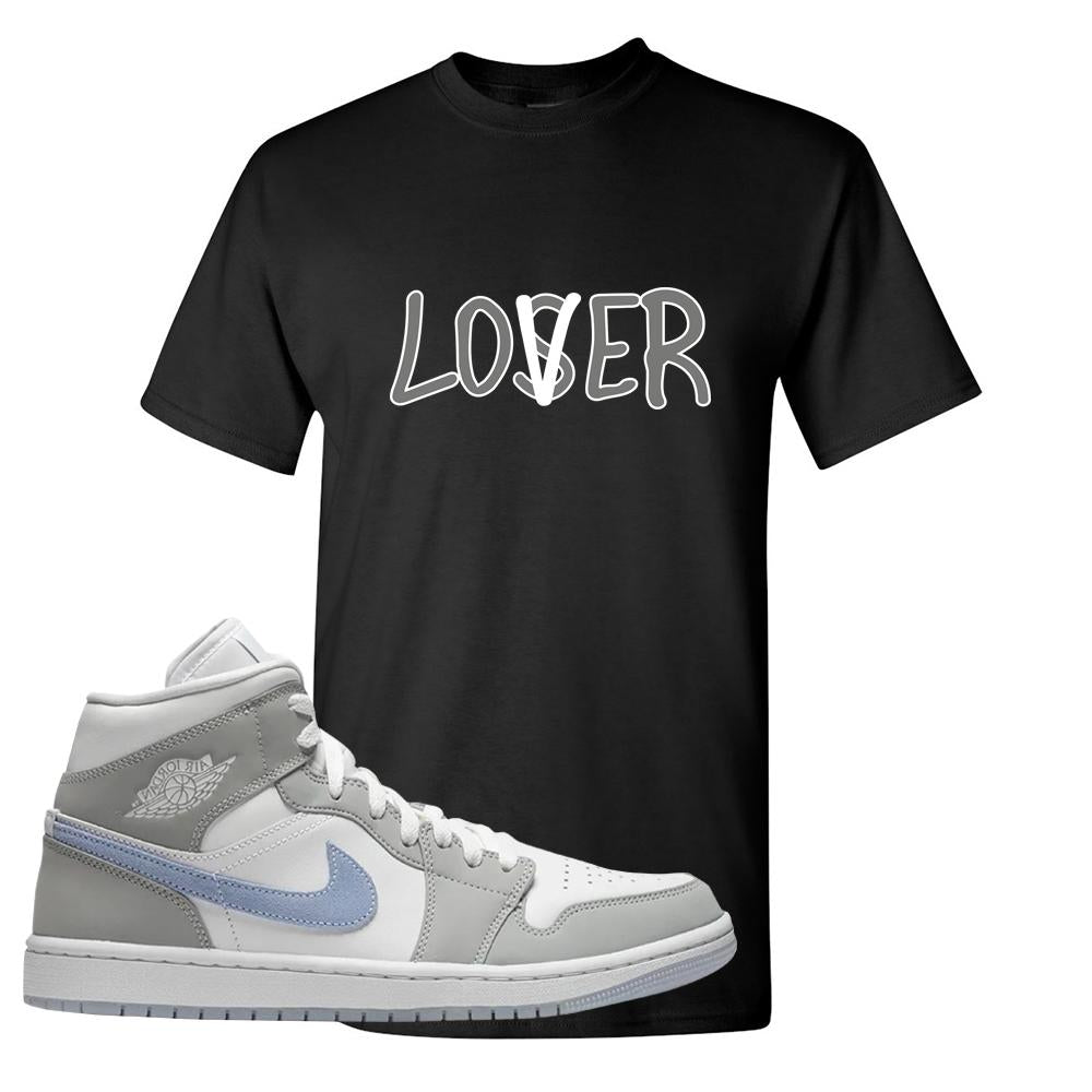 Wolf Grey Mid 1s T Shirt | Lover, Black