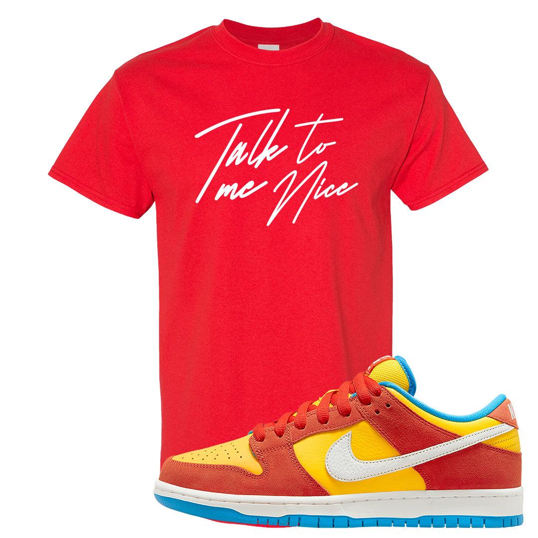 Habanero Red Gold Blue Low Dunks T Shirt | Talk To Me Nice, Red