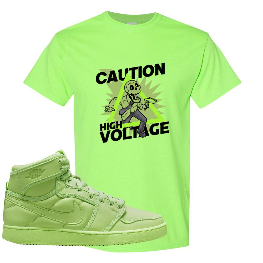 Neon Green KO 1s T Shirt | Caution High Voltage, Neon Green