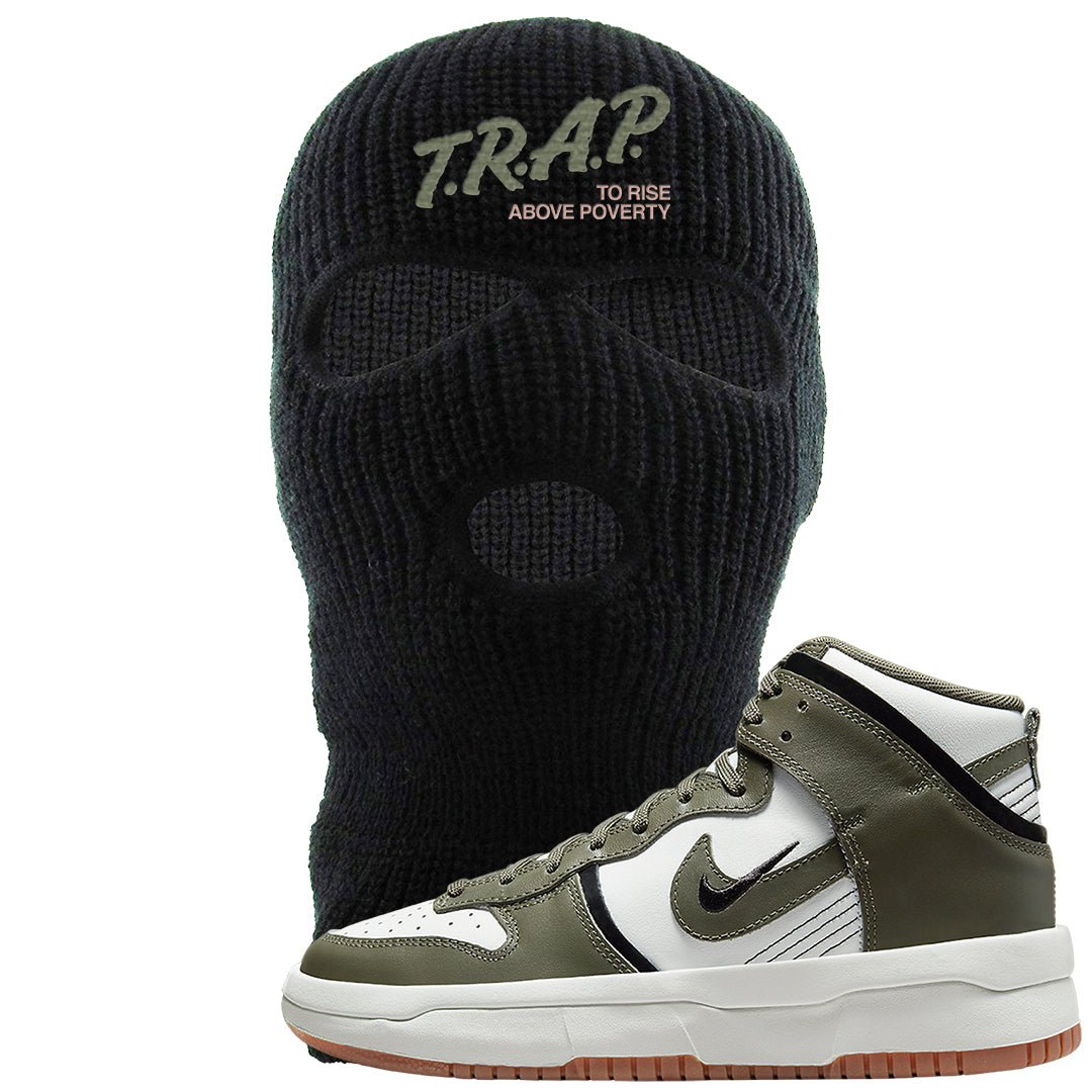 Cargo Khaki Rebel High Dunks Ski Mask | Trap To Rise Above Poverty, Black