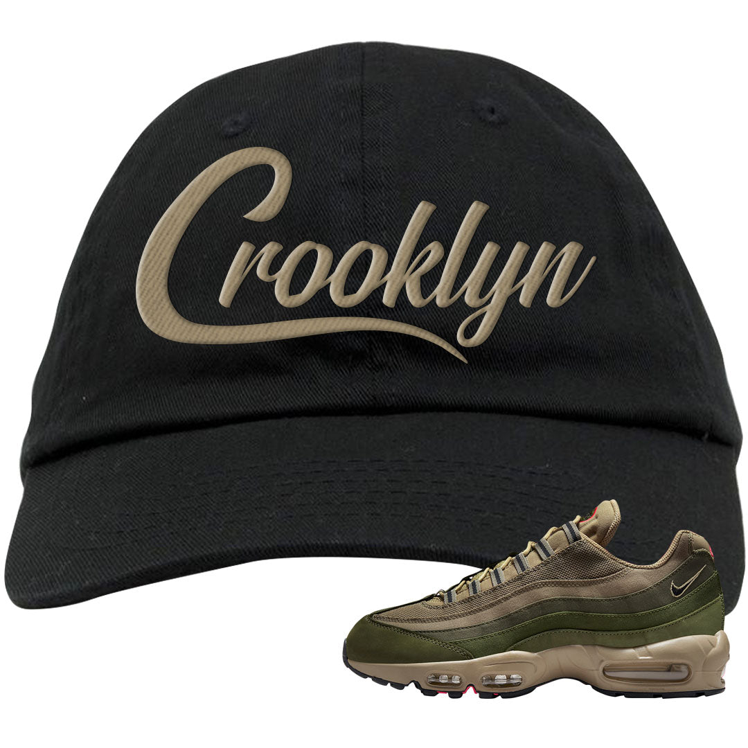 Medium Olive Rough Green 95s Dad Hat | Crooklyn, Black