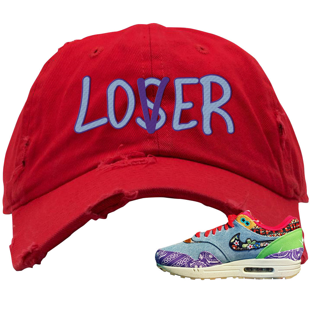 Bandana Paisley Max 1s Distressed Dad Hat | Lover, Red