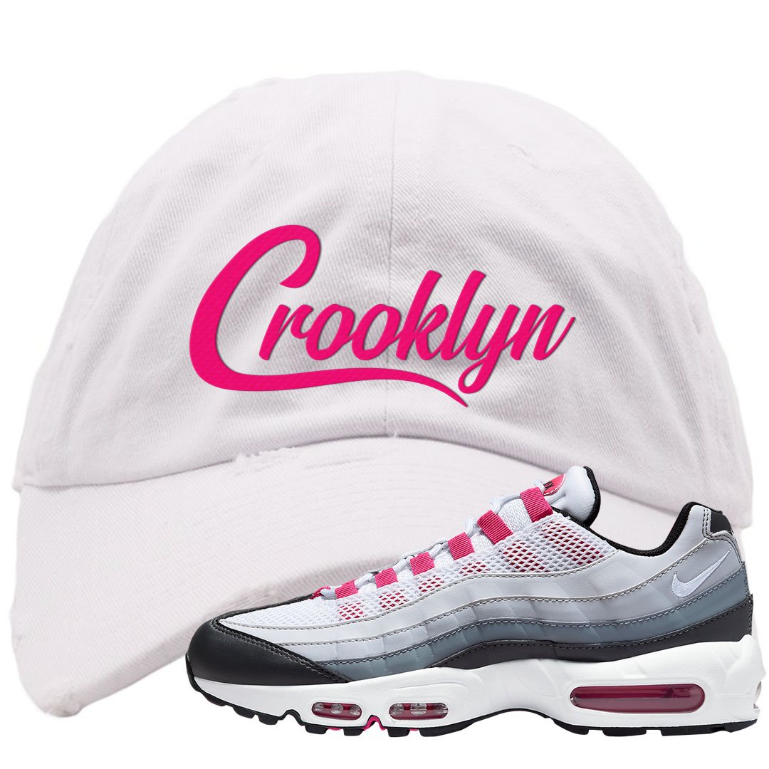 Next Nature Pink 95s Distressed Dad Hat | Crooklyn, White