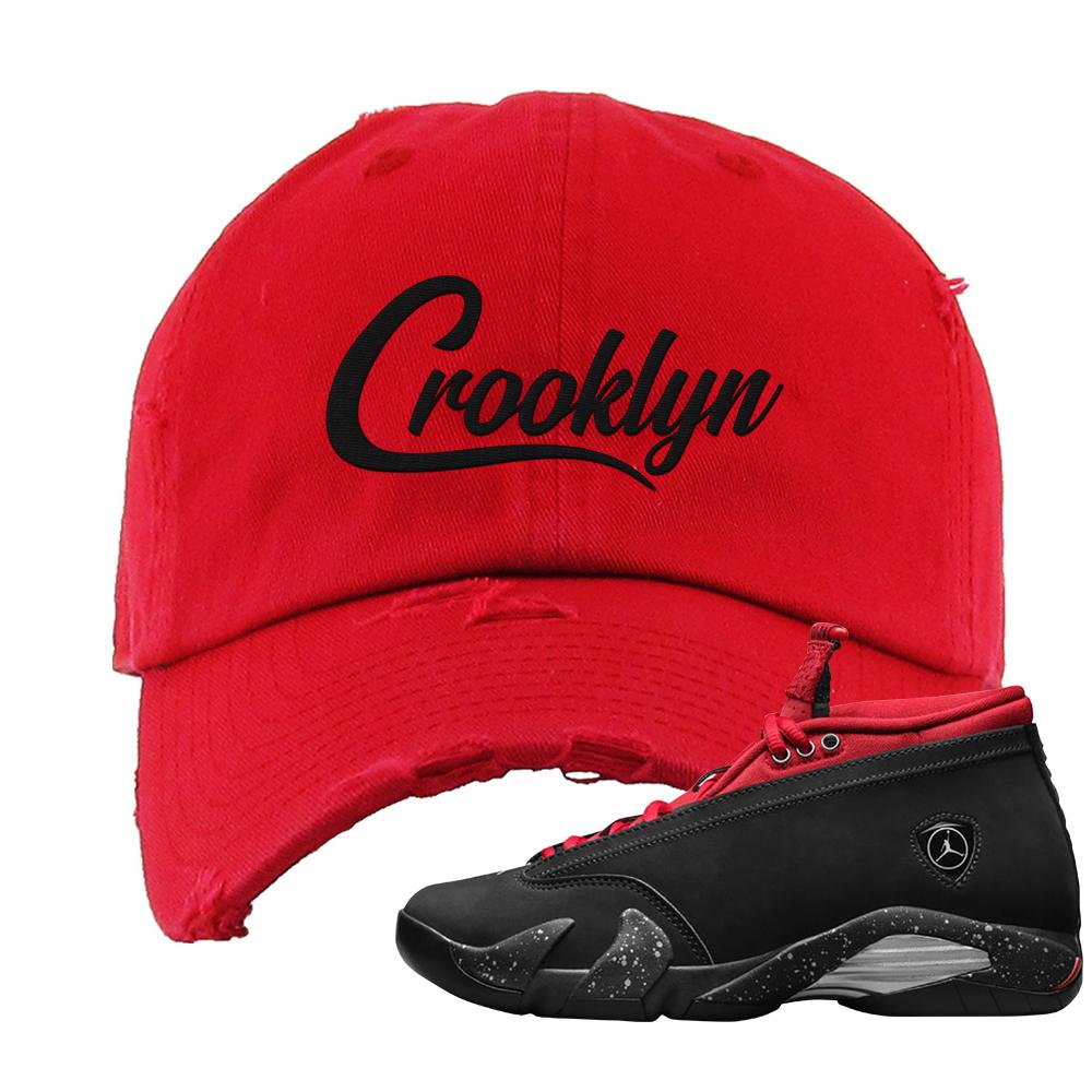 Red Lipstick Low 14s Distressed Dad Hat | Crooklyn, Red
