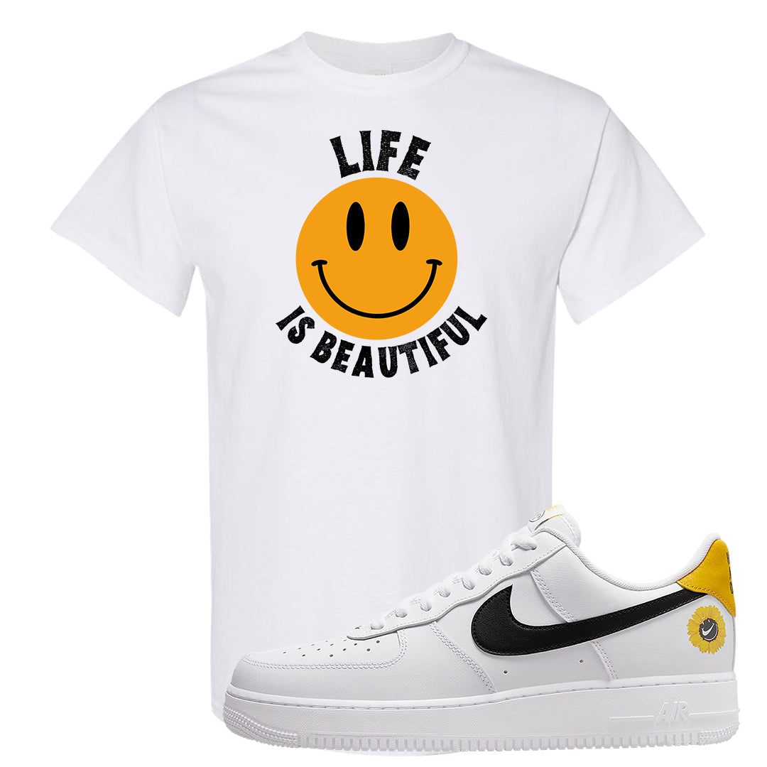 Have A Nice Day AF1s T Shirt | Smile Life Is Beautiful, White