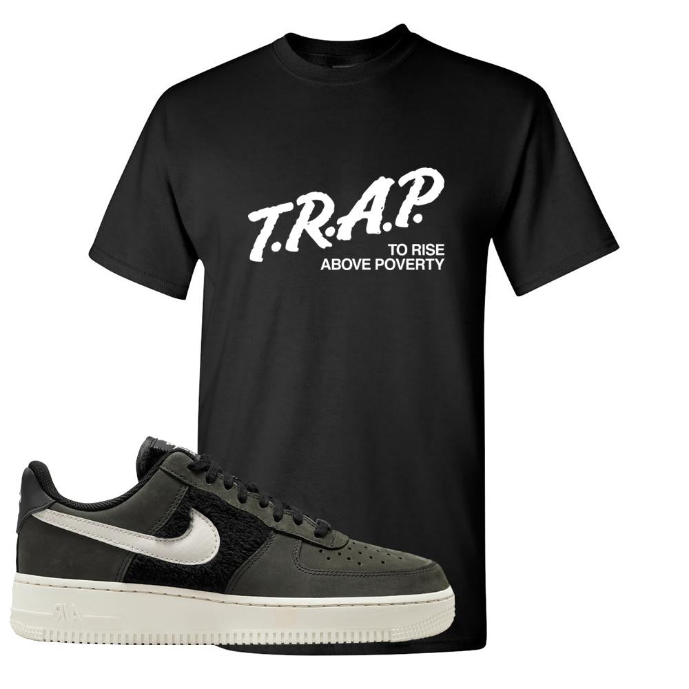 Furry Black Light Bone Low AF 1s T Shirt | Trap To Rise Above Poverty, Black