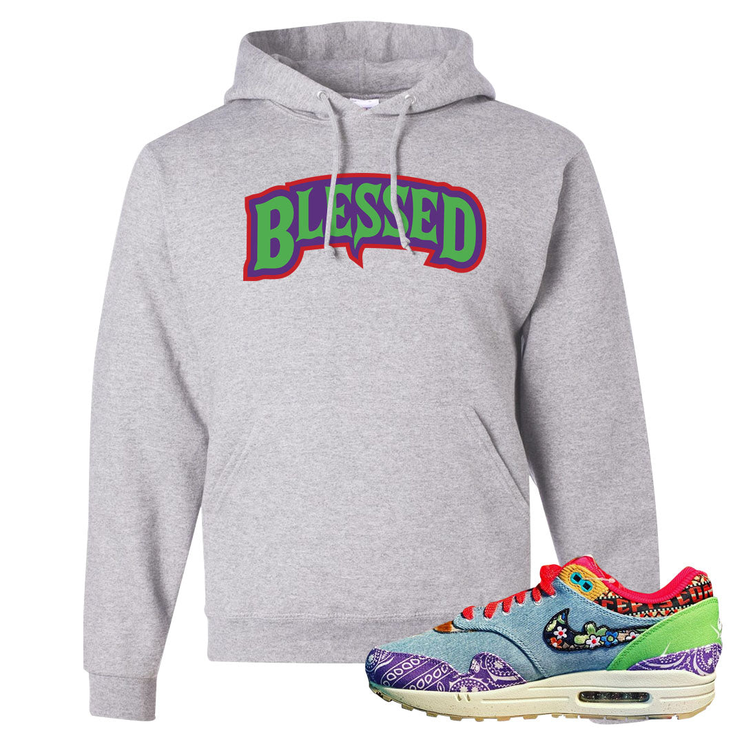 Bandana Paisley Max 1s Hoodie | Blessed Arch, Ash