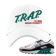 Air Max 90 Backward Cap Dad Hat | Trap To Rise Above Poverty, White