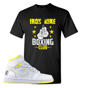 Jordan 1 First Class Flight Iron Mike Boxing Club Sneaker Matching Black T-Shirt