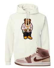 Pink Sand Mauve Mid 1s Hoodie | Sweater Bear, White