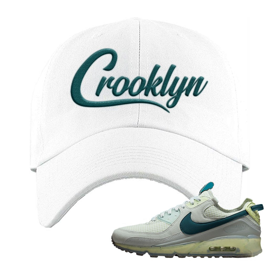 Seafoam Dark Teal Green 90s Dad Hat | Crooklyn, White