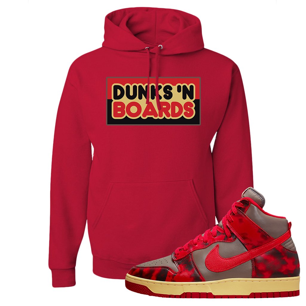 Acid Wash Red 1985 High Dunks Hoodie | Dunks N Boards, Red