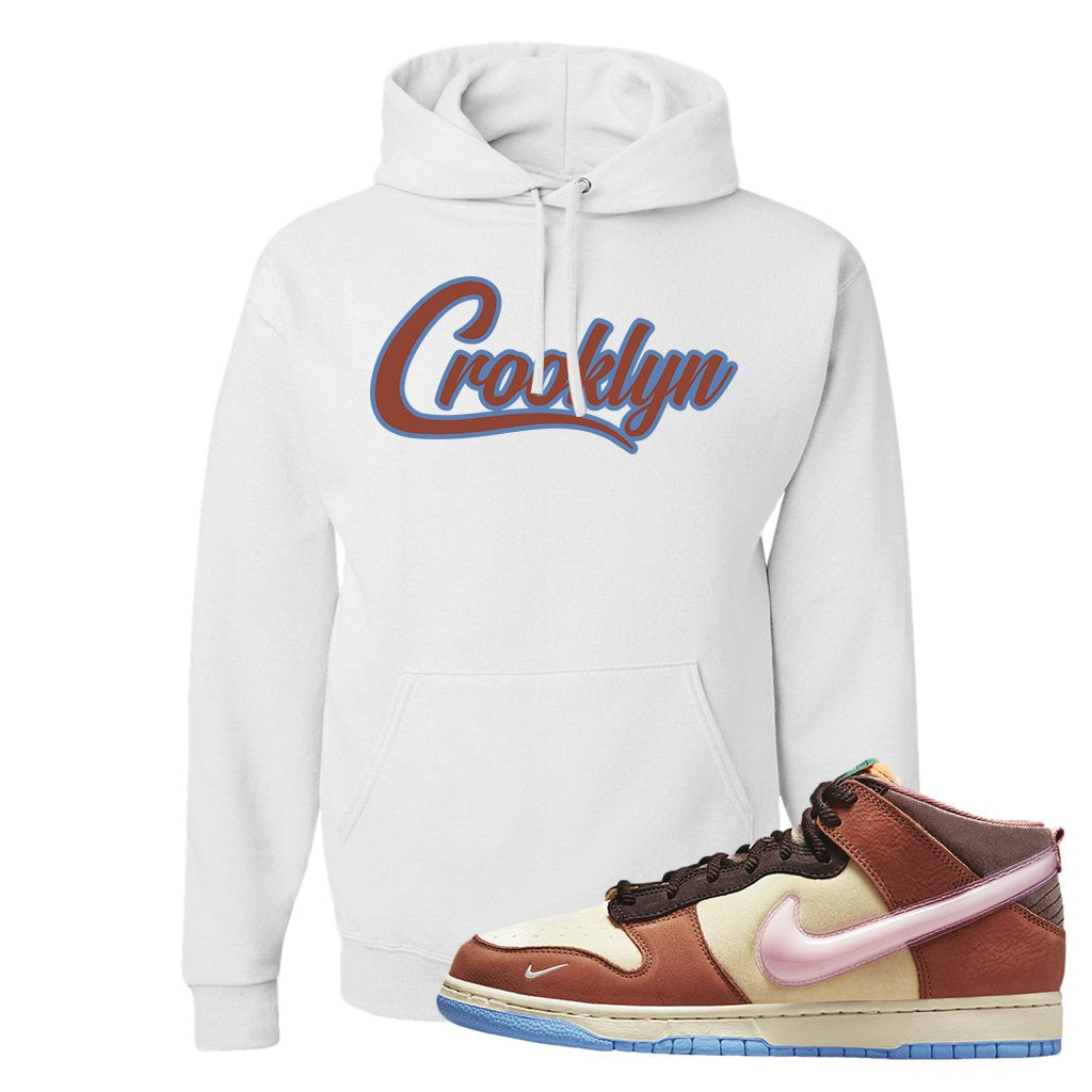 Chocolate Milk Mid Dunks Hoodie | Crooklyn, White