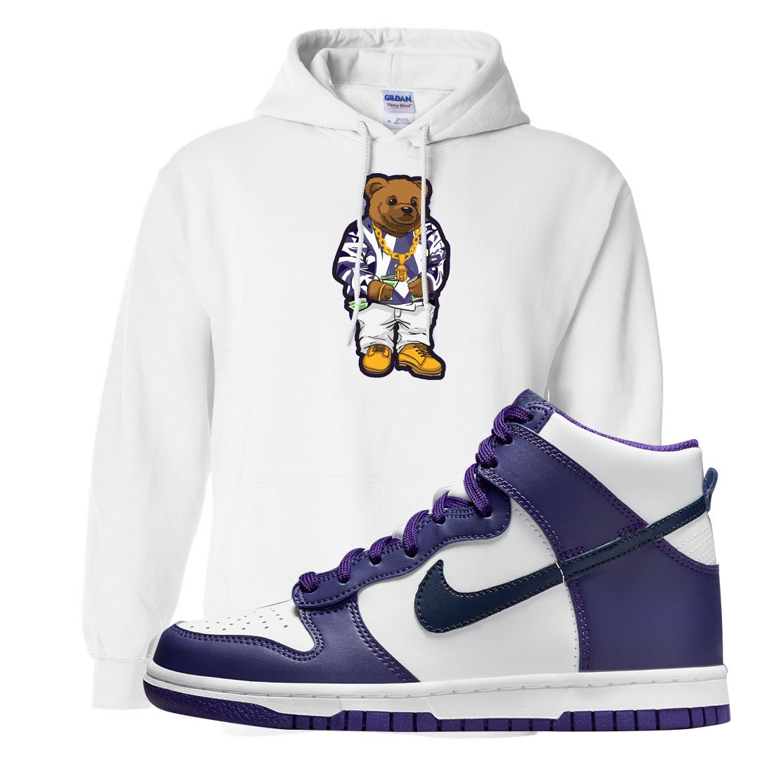 Court Purple High Dunks Hoodie | Sweater Bear, White