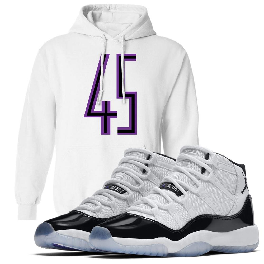 Match your Jordan 11 Concord sneakers with this white Concord 11 sneaker matching hoodie