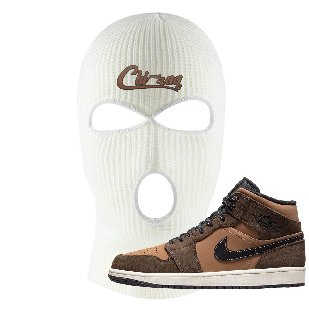 Earthy Brown Mid 1s Ski Mask | Chiraq, White