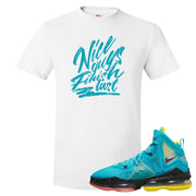 South Beach Christmas Bron 19s T Shirt | Nice Guys Finish Last, White