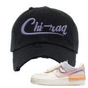 Sail Pink Glaze Orange Chalk 1s Distressed Dad Hat | Chiraq, Black