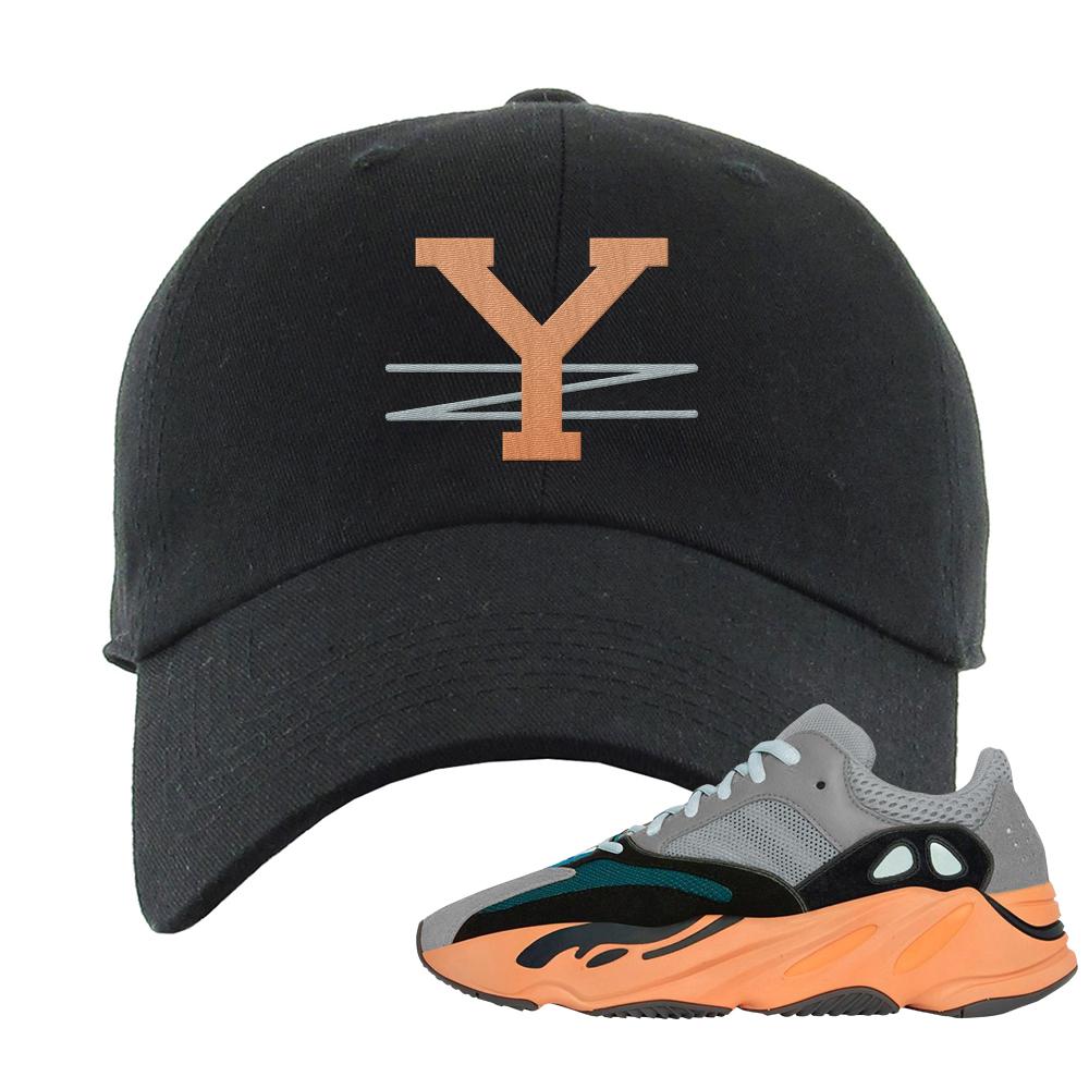 Wash Orange 700s Dad Hat | YZ, Black