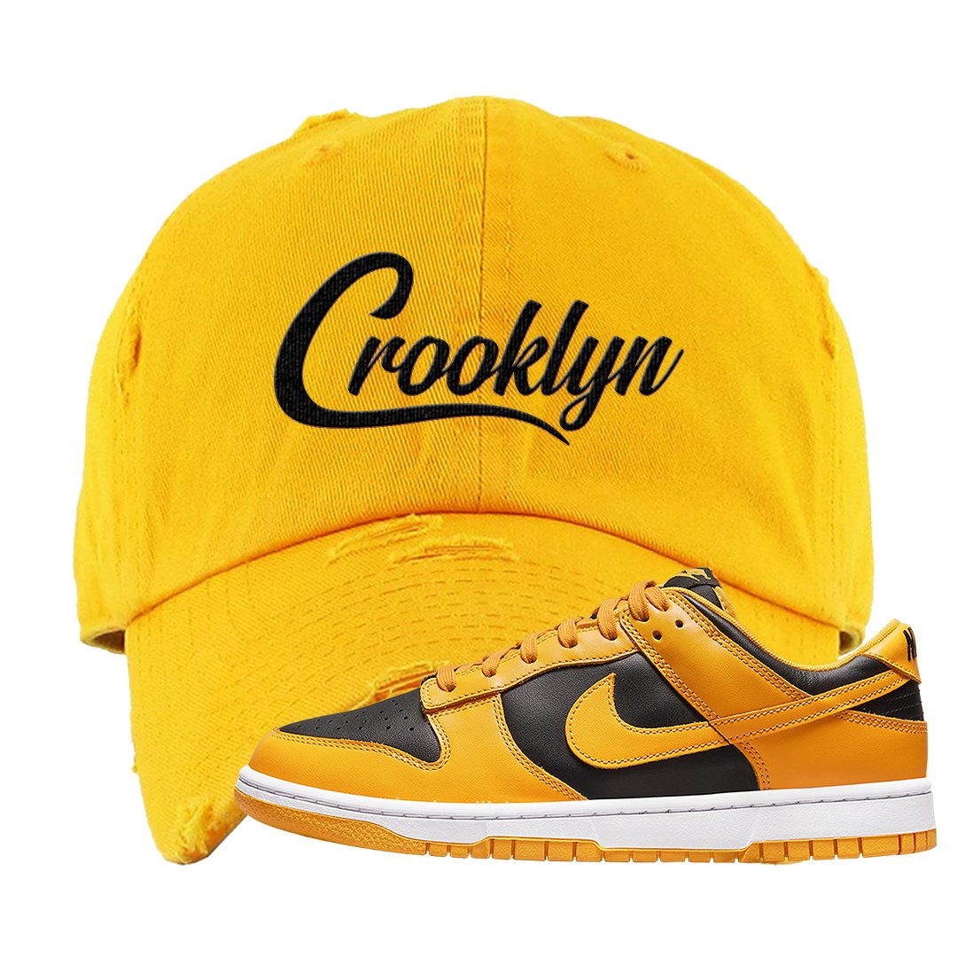 Goldenrod Low Dunks Distressed Dad Hat | Crooklyn, Gold