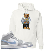 Air Jordan 1 Mid Grey Ice Blue Hoodie | Sweater Bear, White