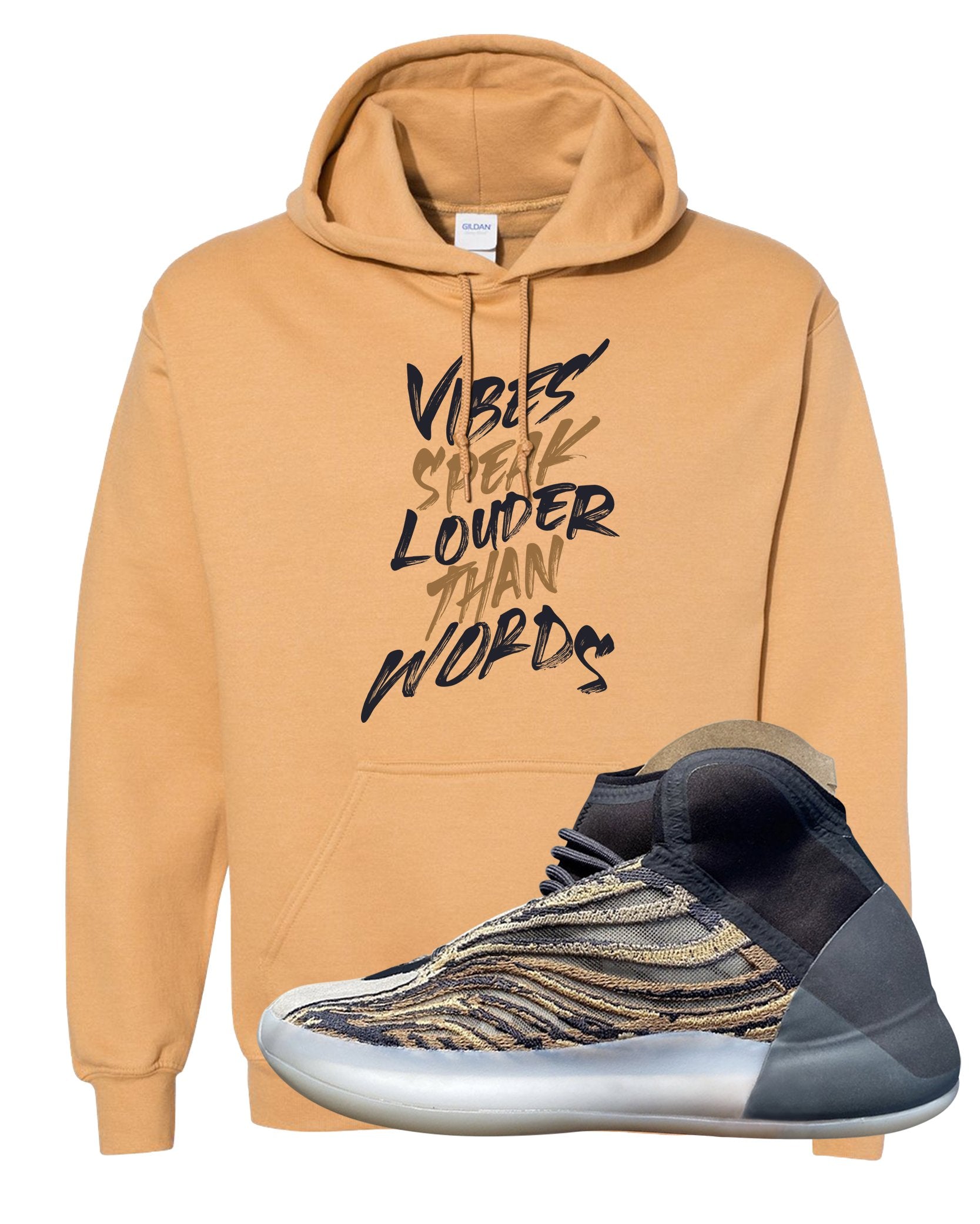 Amber Tint Quantums Hoodie | Vibes Speak Louder Than Words, Old Gold