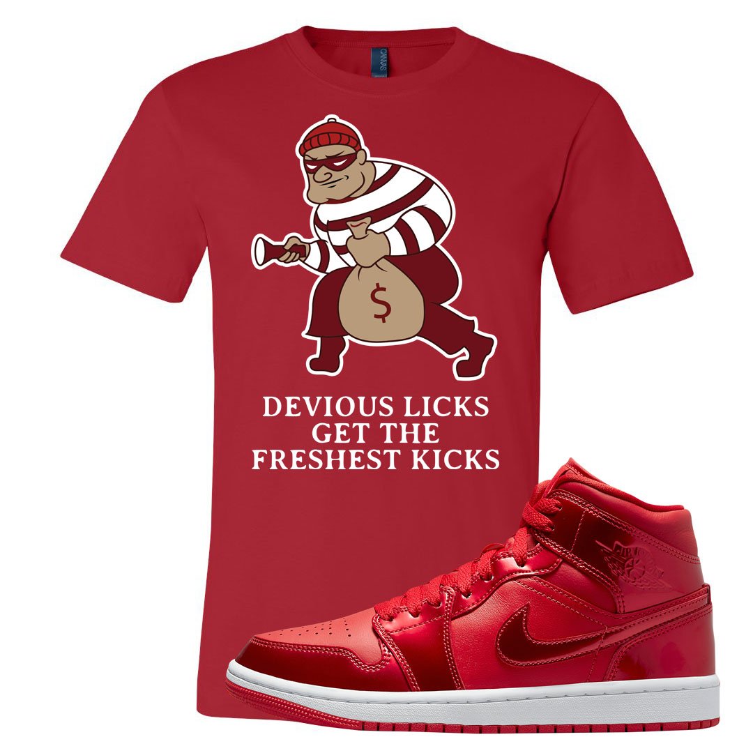 University Red Pomegranate Mid 1s T Shirt | Devious Licks, Red