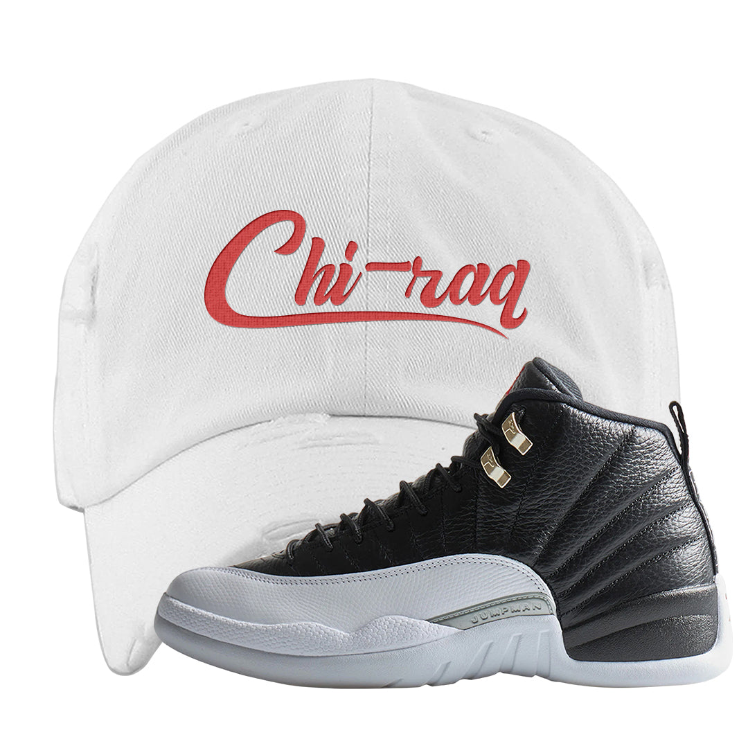 Playoff 12s Distressed Dad Hat | Chiraq, White