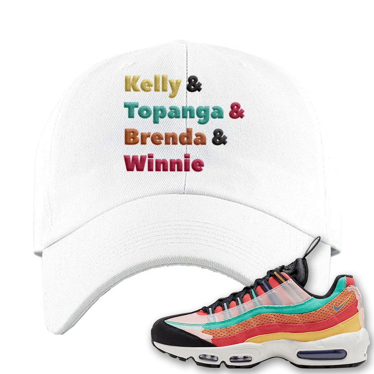 Air Max 95 Black History Month Sneaker White Dad Hat | Hat to match Air Max 95 Black History Month Shoes | Kelly And Gang