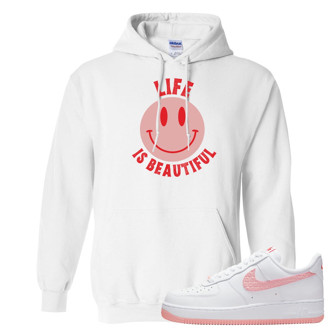 Valentine's Day 2022 AF1s Hoodie | Smile Life Is Beautiful, White