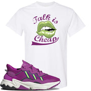 Ozweego Vivid Pink Sneaker White T Shirt | Tees to match Adidas Ozweego Vivid Pink Shoes | Talk is Cheap