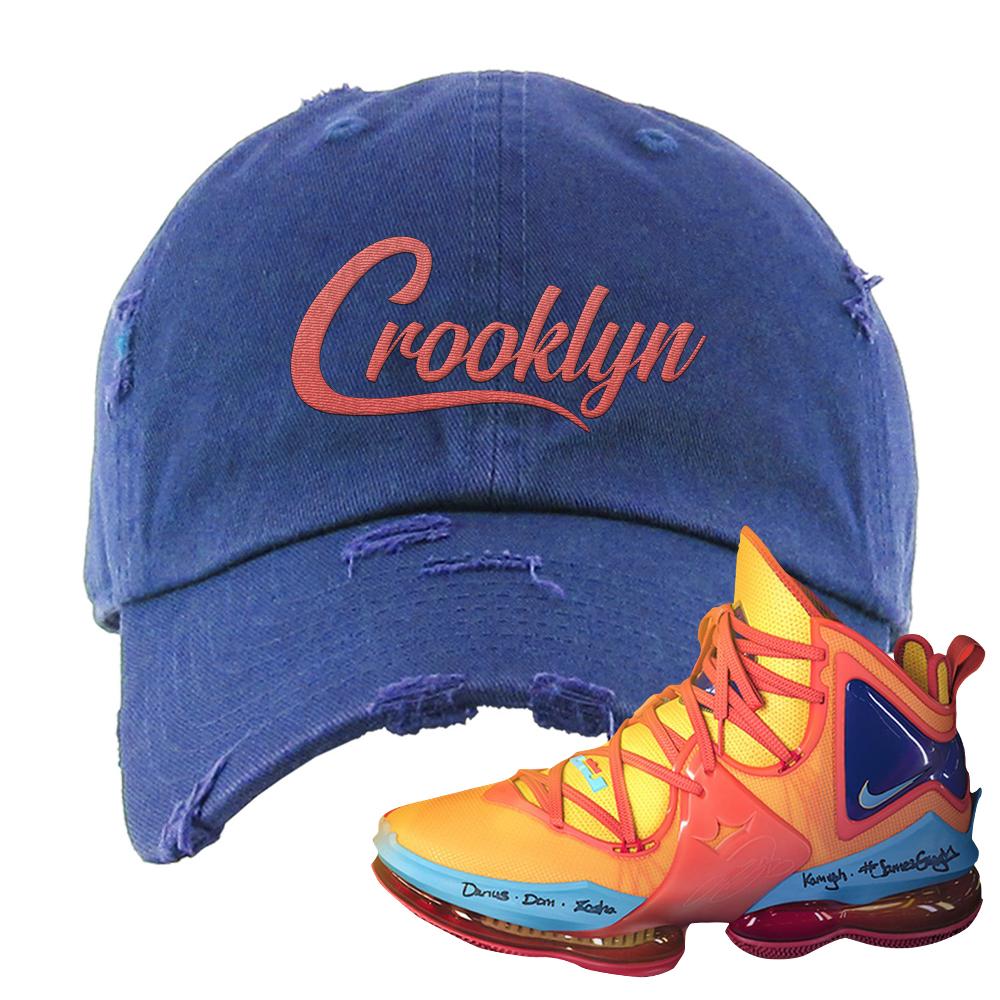 Lebron 19 Tune Squad Distressed Dad Hat | Crooklyn, Navy Blue