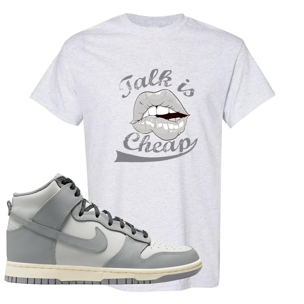 Aged Greyscale High Dunks T Shirt | Talk Lips, Ash