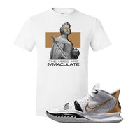 White Black Metallic Gold Kyrie 7s T Shirt | The Vibes Are Immaculate, White
