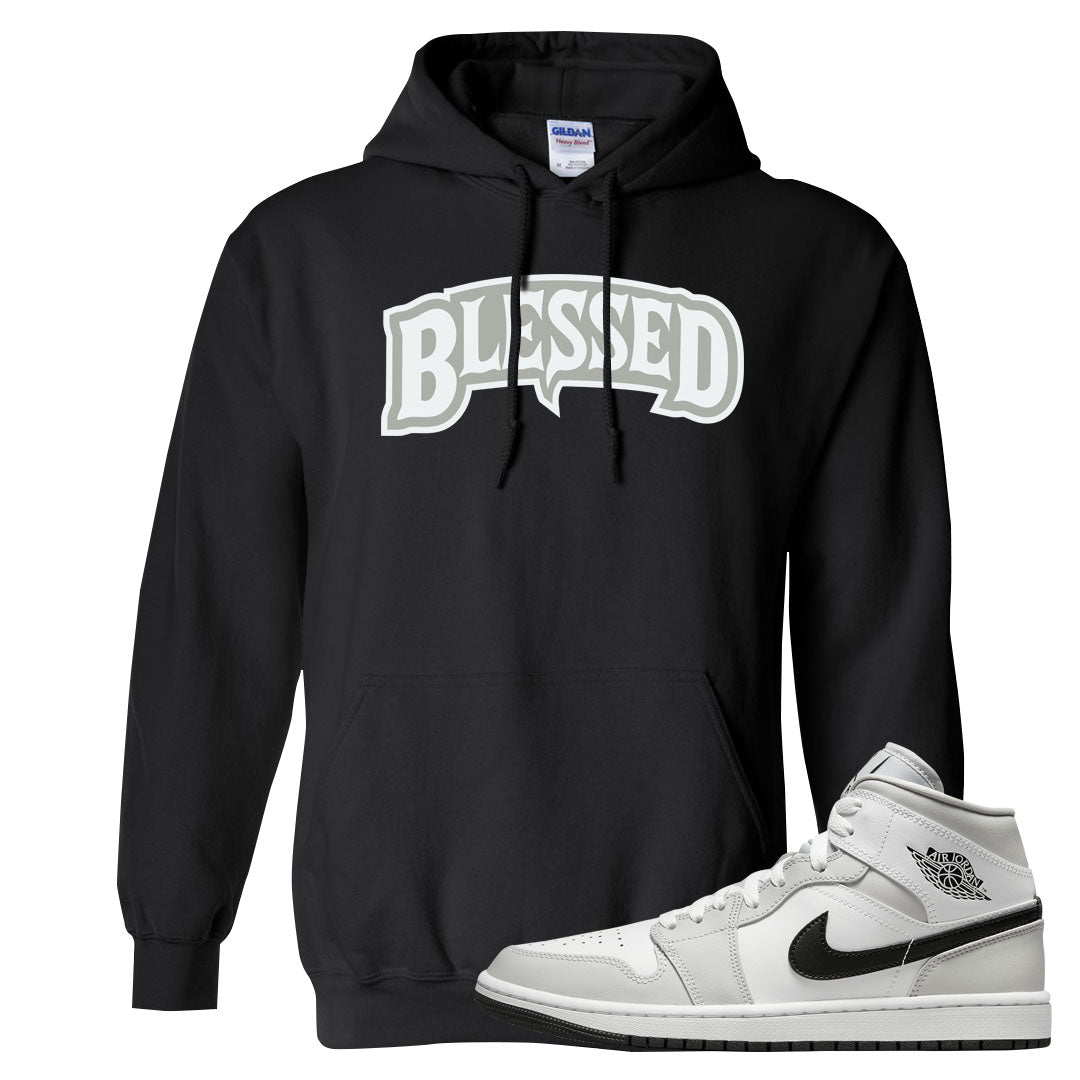 Light Smoke Grey Mid 1s Hoodie | Blessed Arch, Black