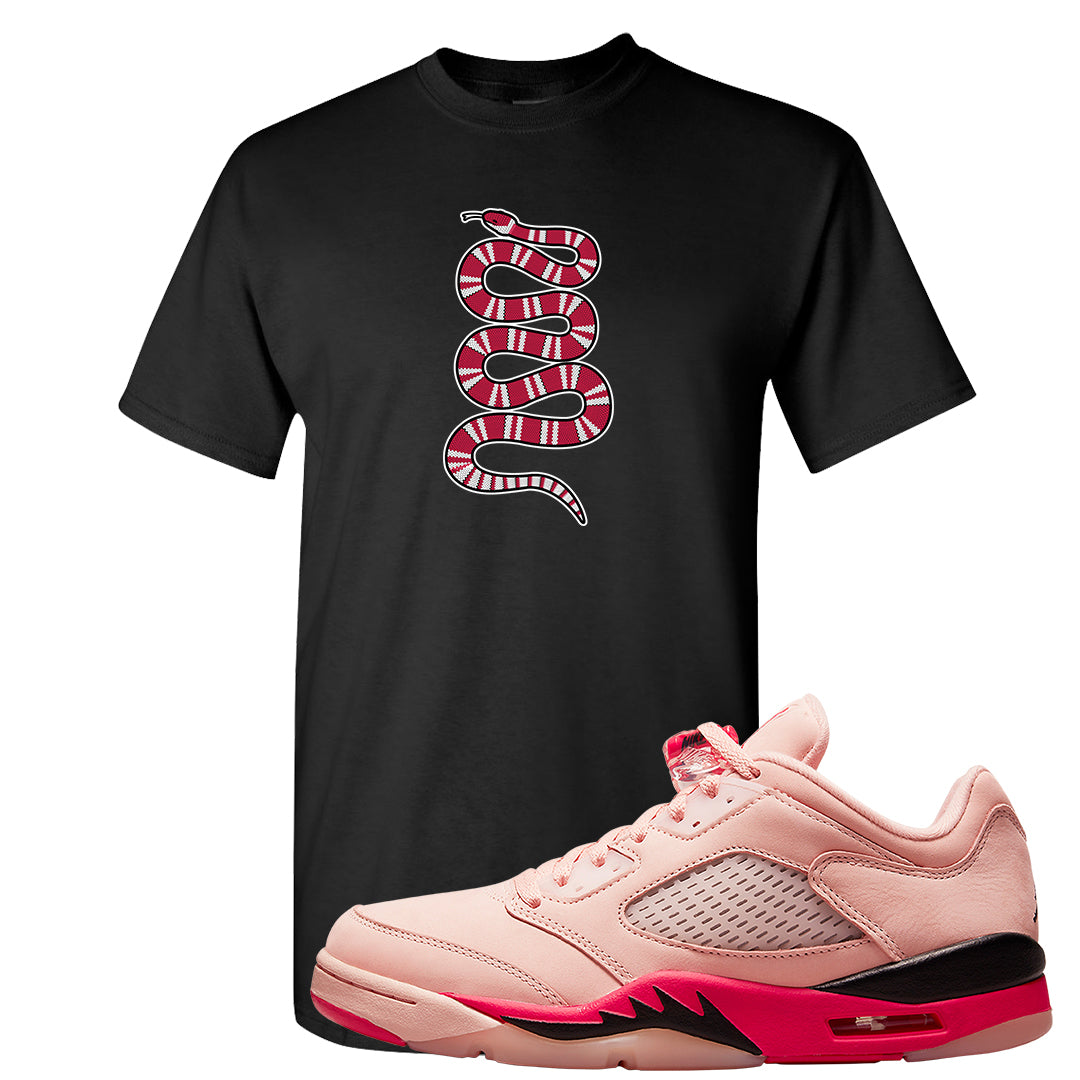 Arctic Pink Low 5s T Shirt | Coiled Snake, Black