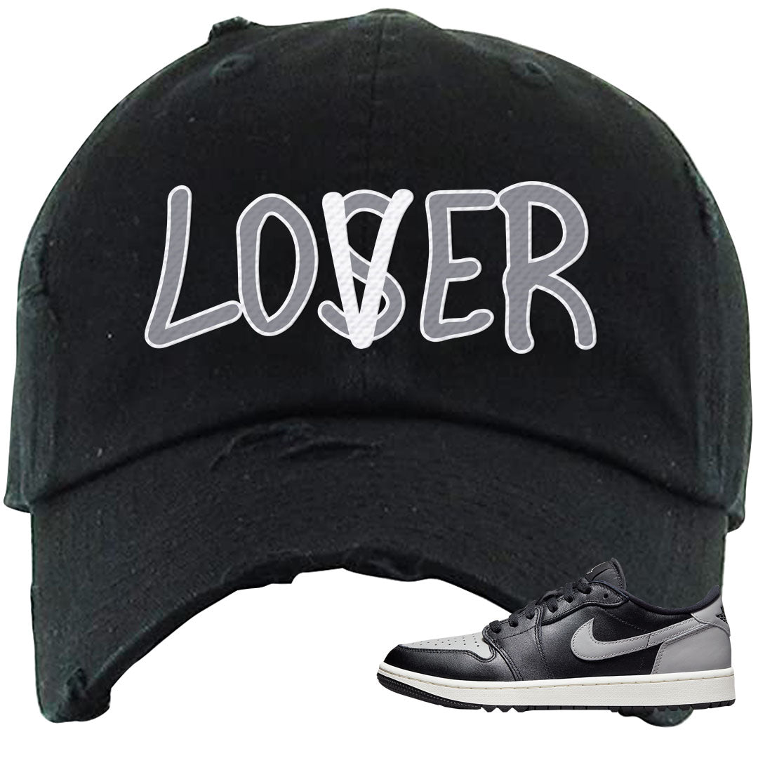Shadow Golf Low 1s Distressed Dad Hat | Lover, Black