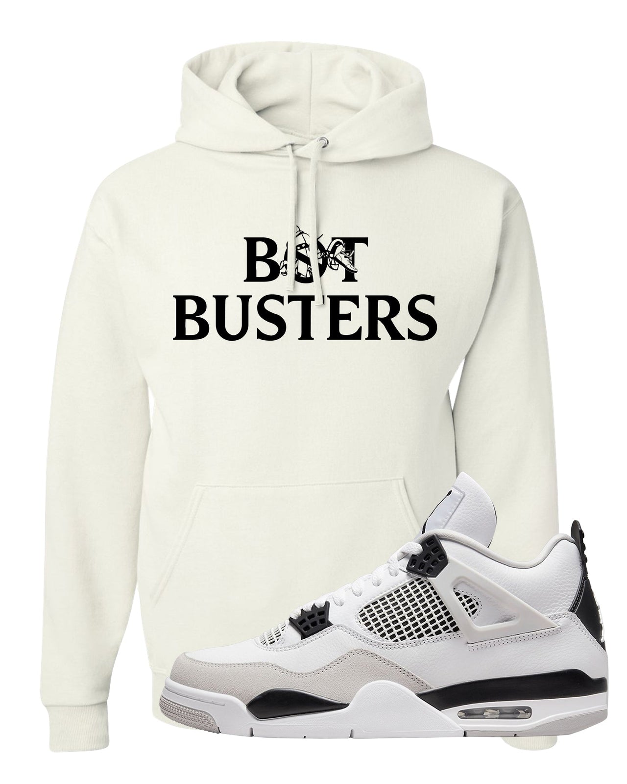 Military Black 4s Hoodie | Bot Busters, White