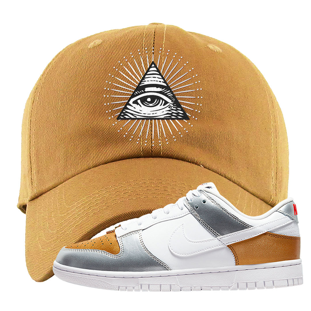 Gold Silver Red Low Dunks Dad Hat | All Seeing Eye, Timberland